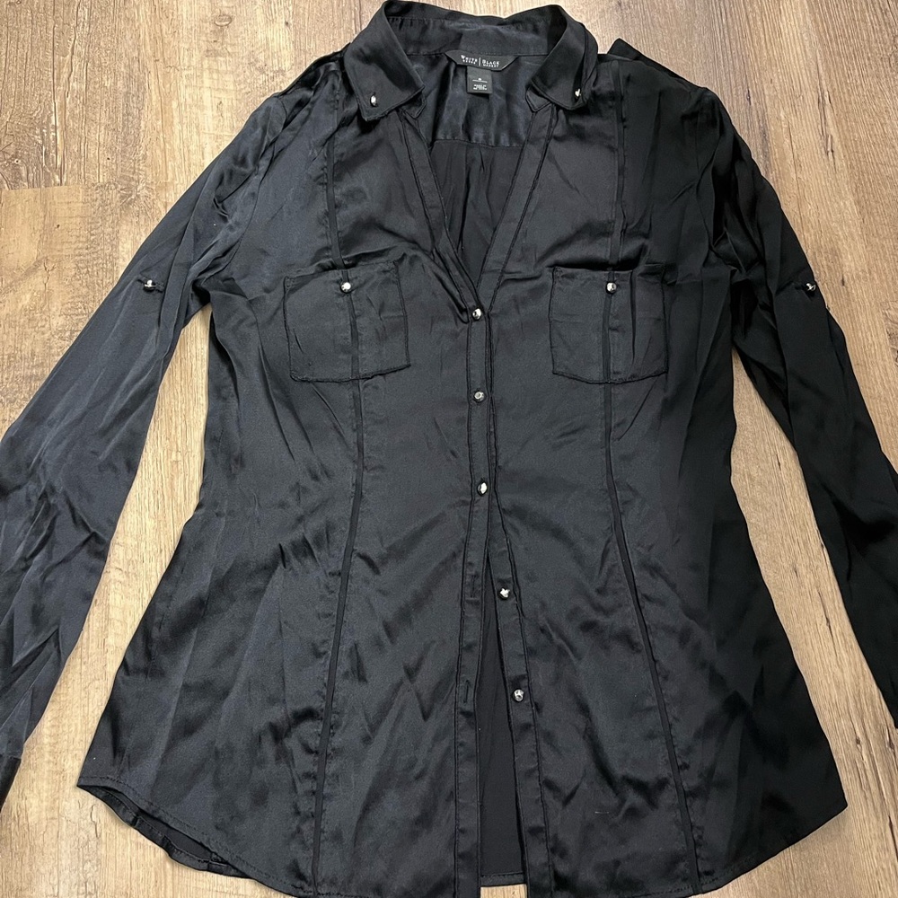 White/Black Market silk blouse